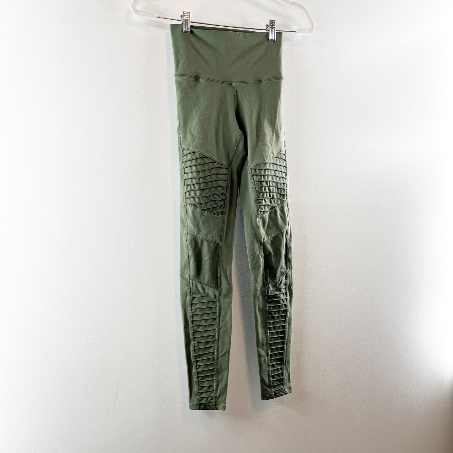 Alo Yoga Pull On High-Waisted Moto Leggings Jungle Green XS