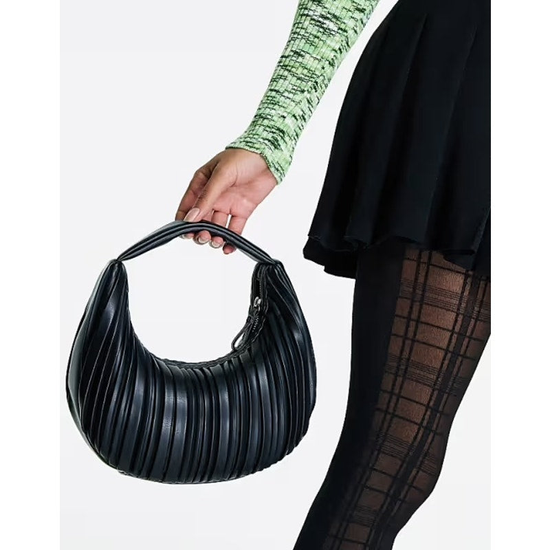 Topshop Pleated Plisse Shoulder Mini Bag Purse Black