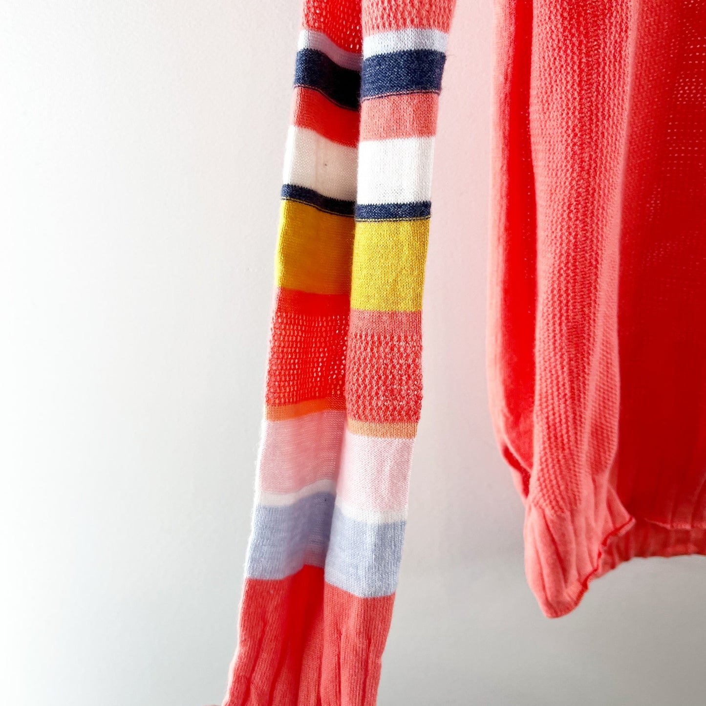Zaket & Plover Long Sleeve Stripe Crewneck Sweater Top Orange Small