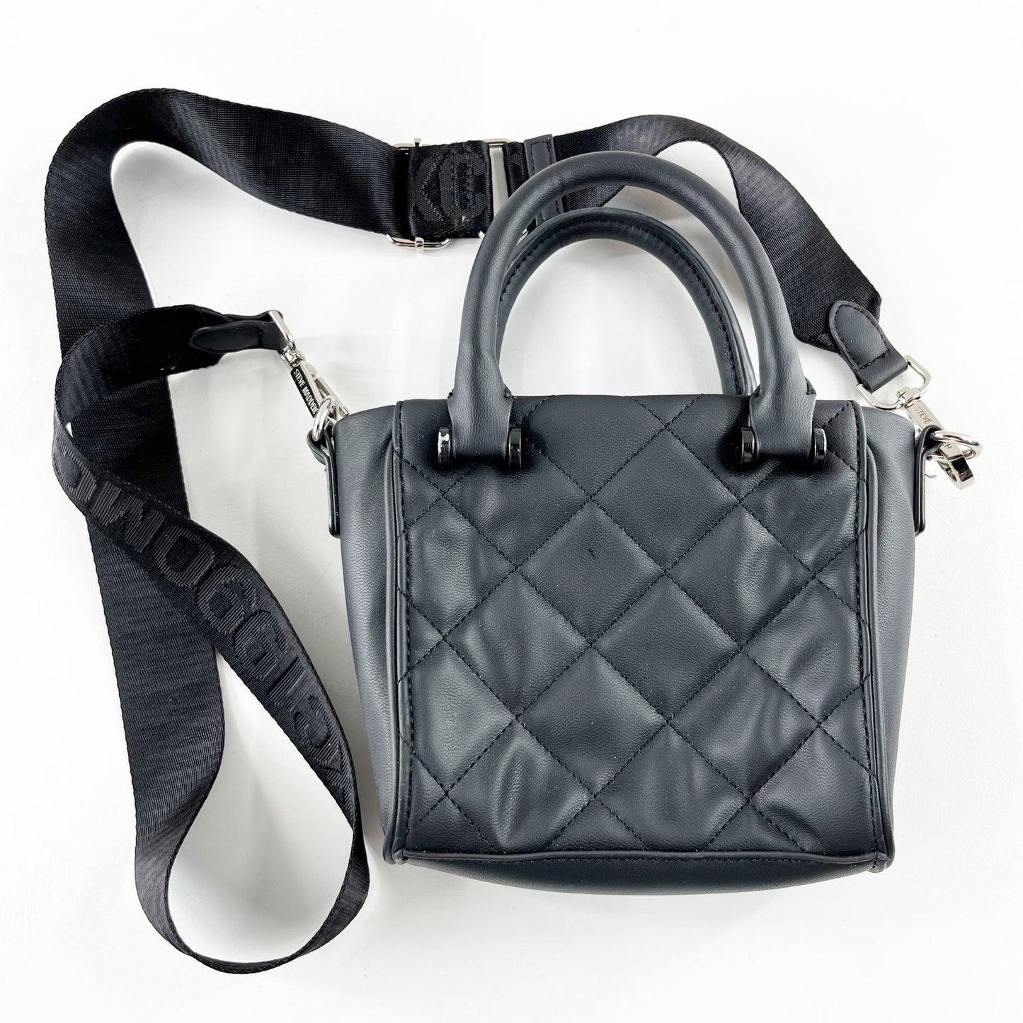 Steve Madden Quilted Mini Crossbody Purse Bag Black