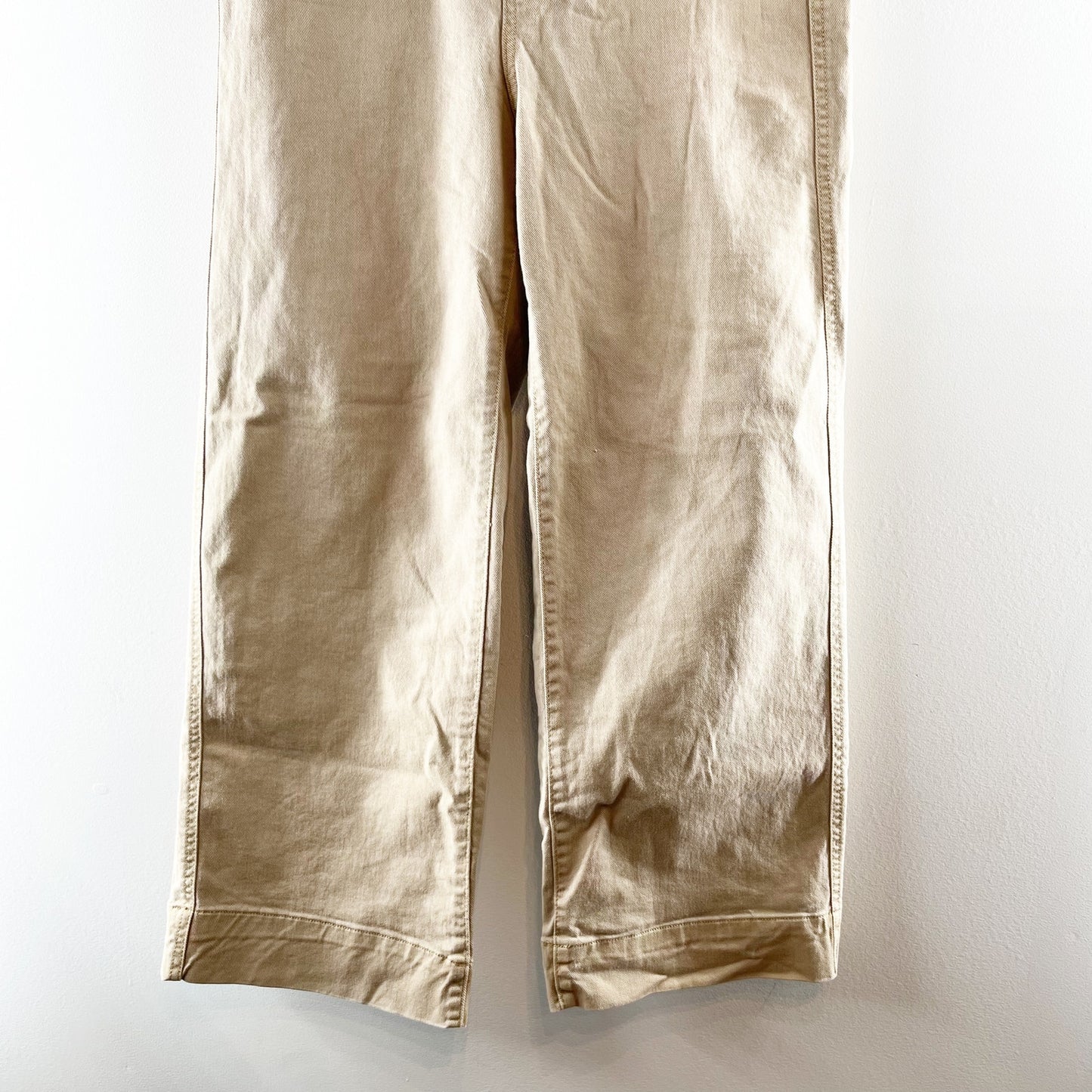 Gap Relaxed Fit High Rise Wide Leg Cropped Denim Chino Khaki Jeans Tan 4