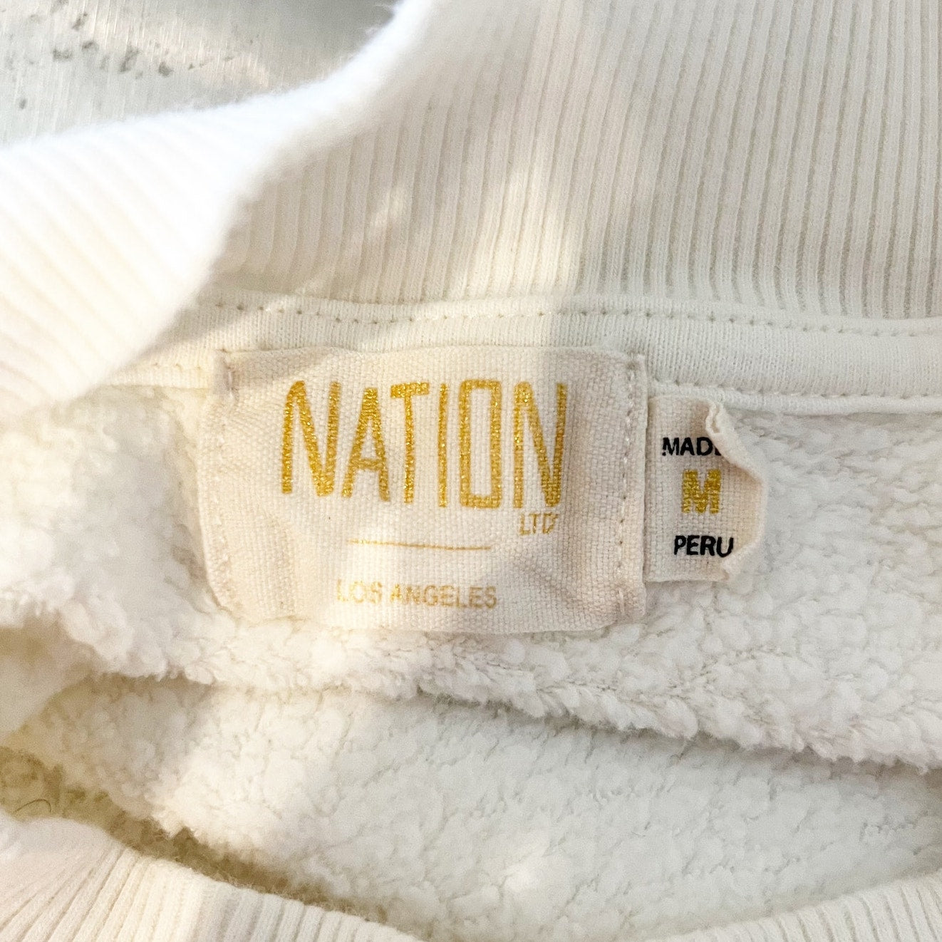 Nation LTD Crewneck Long Sleeve Pullover Sweatshirt White Medium