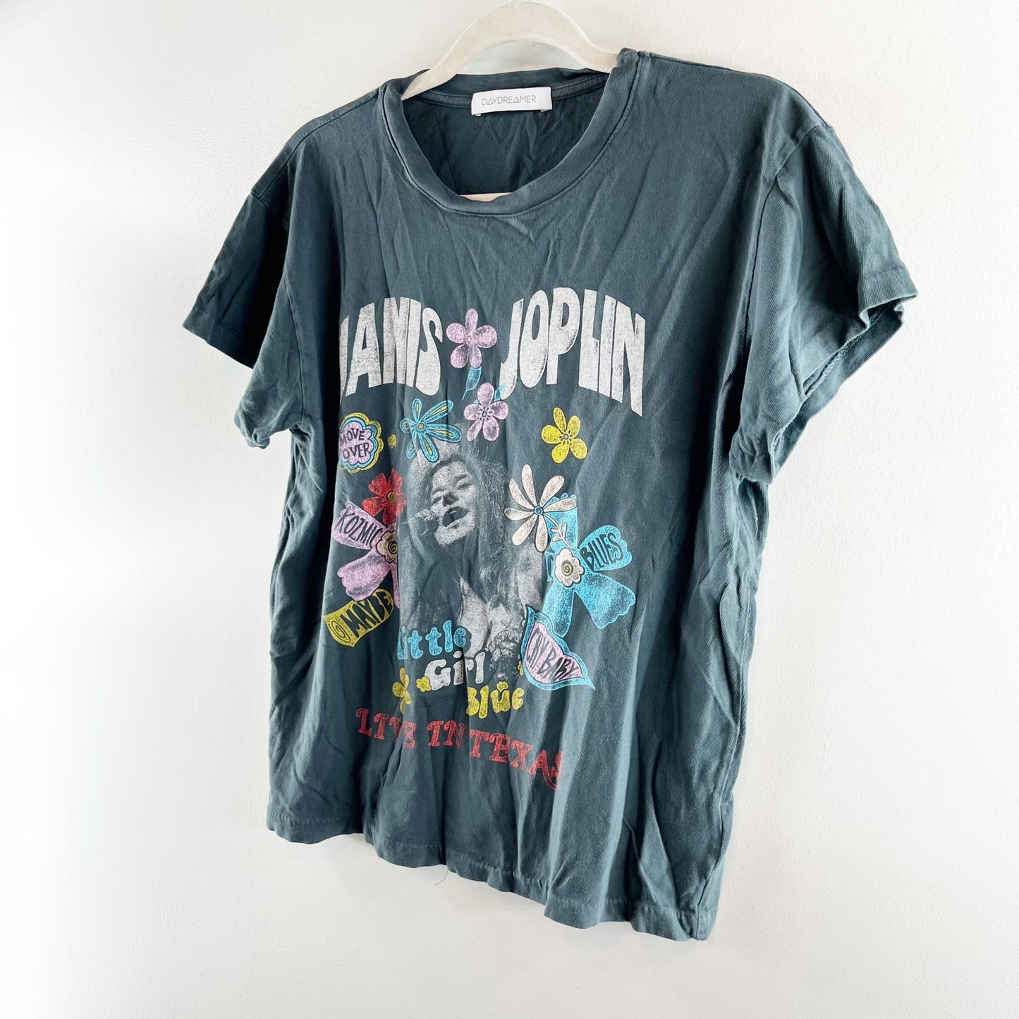 DAYDREAMER Janis Joplin Little Girl Blue Graphic Tour Tee Black Medium