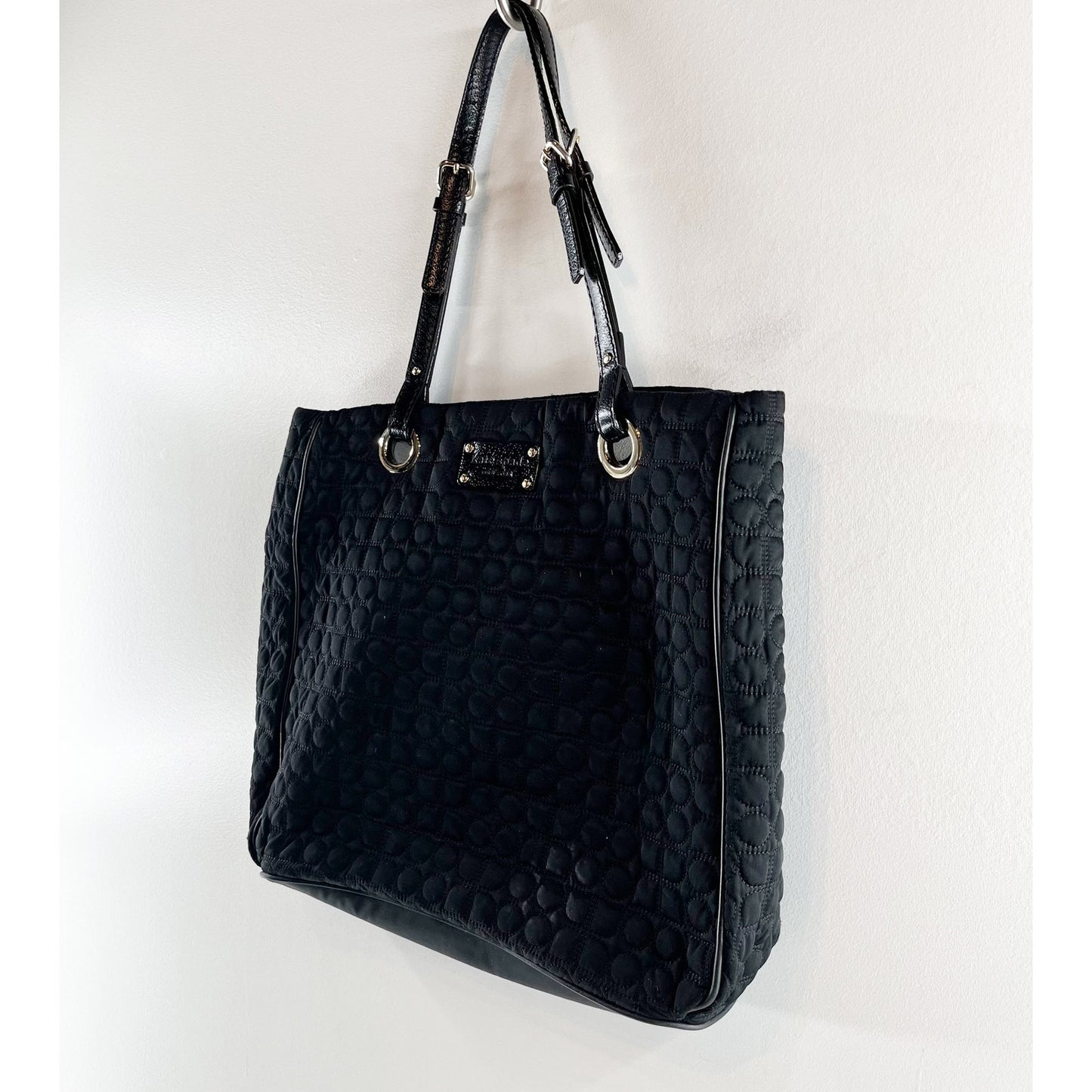Kate Spade Quilted Leather Handle Tote Bag Purse Black