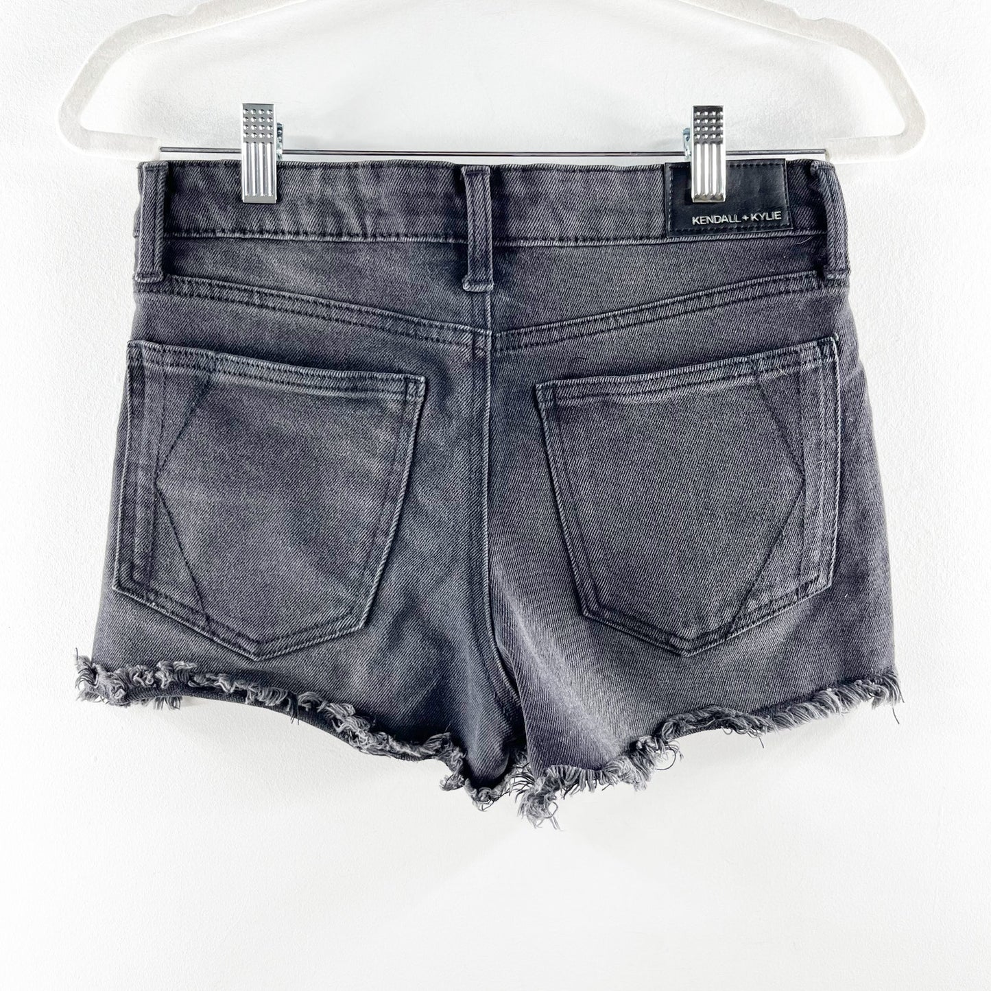 Kendall & Kylie High Rise Button Fly Hipster Shorts Black 5 / 27