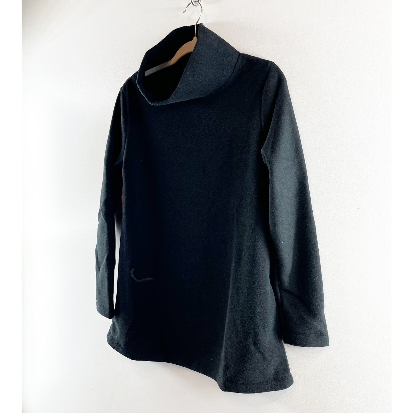 Dudley Stephens Fleece Cobble Hill Turtleneck Tunic Sweatshirt Black Medium