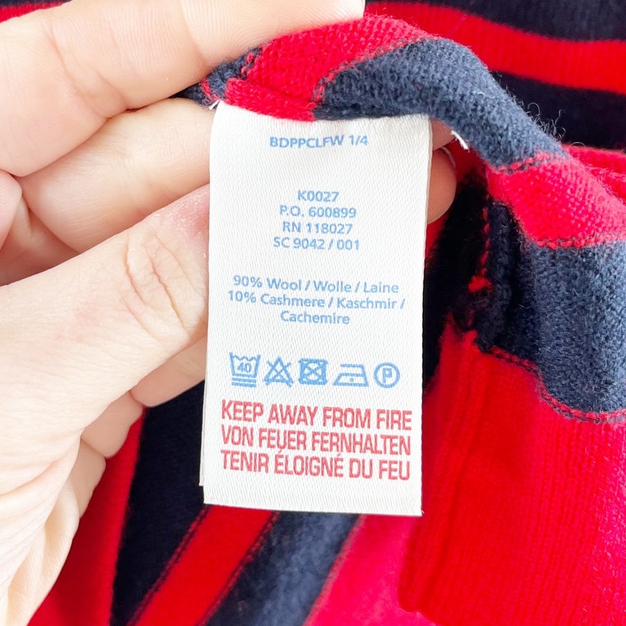 Boden Millie Striped 3/4 Sleeve Wool Blend Mini Shift Dress Red Navy Blue XS