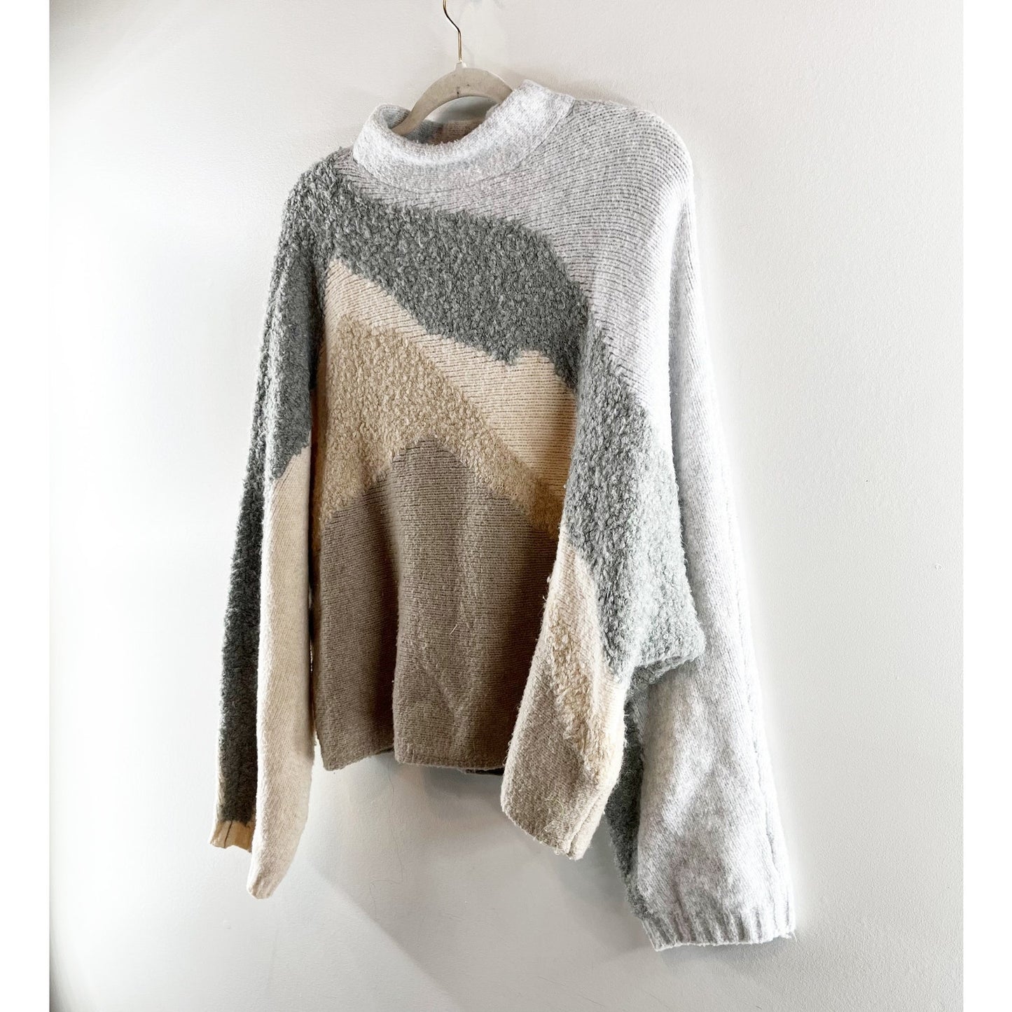 Abercrombie Long Sleeve Multicolor Neutrals Sweater Gray Tan Brown L / XL