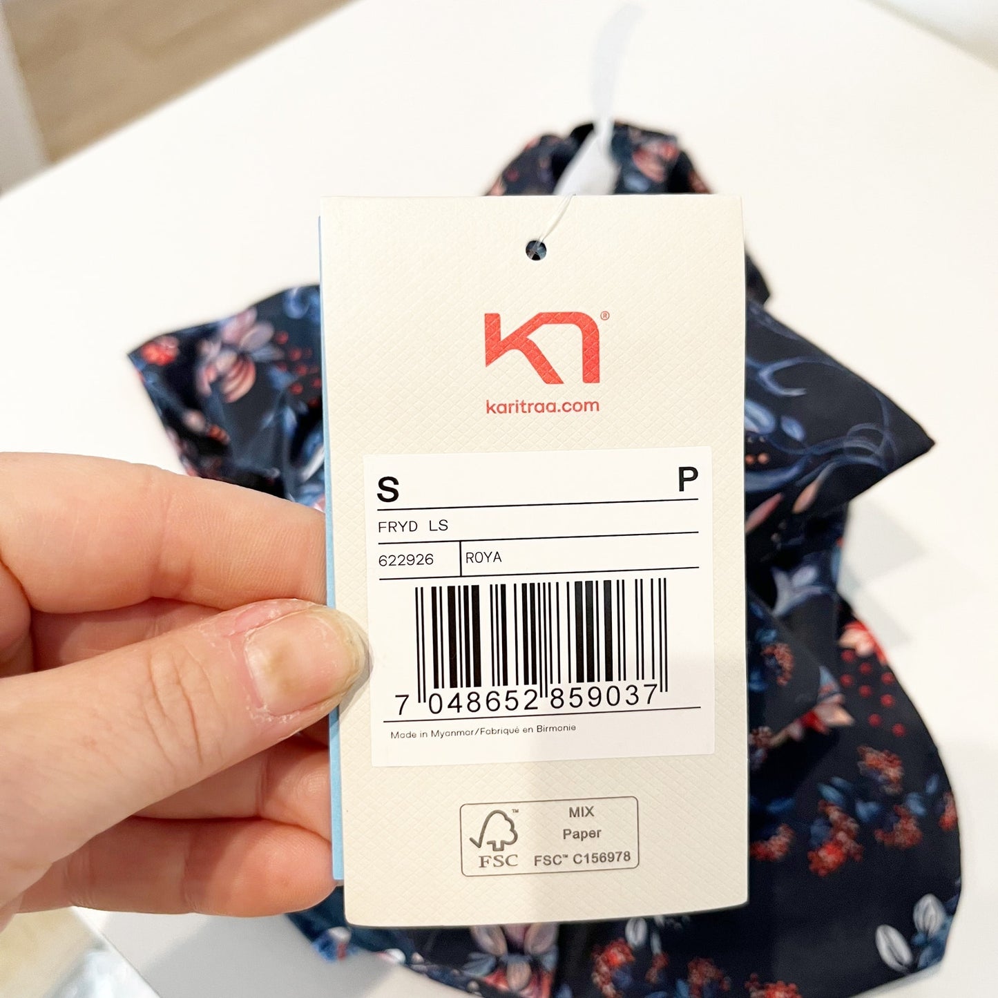 Kari Traa Long Sleeve Fryd Floral Baselayer Ski Top Shirt Blue Small