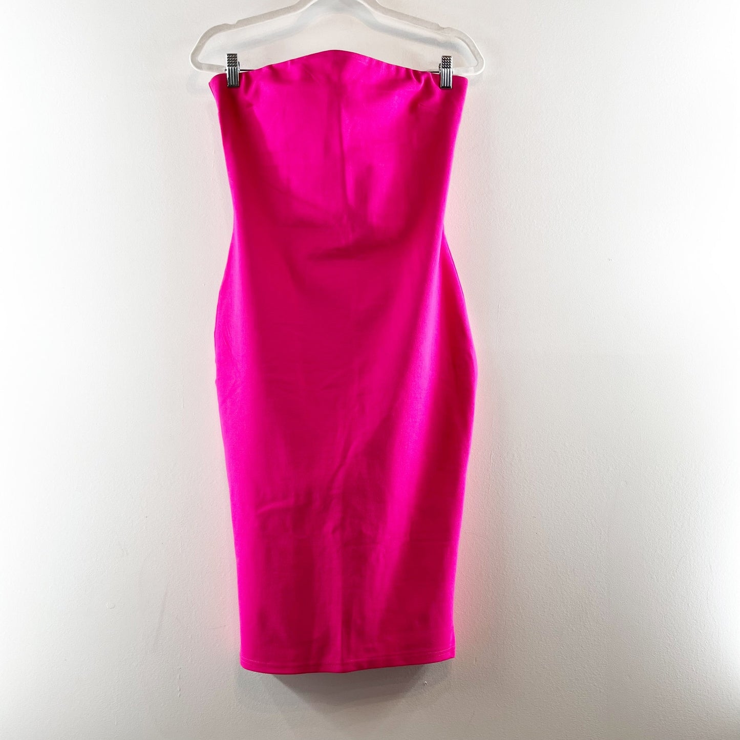 Superdown Lilian Strapless Tube Midi Dress Hot Pink Large