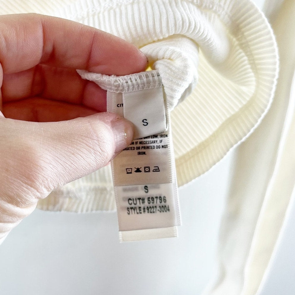 Citizens of Humanity Iris Cutout Ribbed Long Sleeve Tee Top Shirt White Small