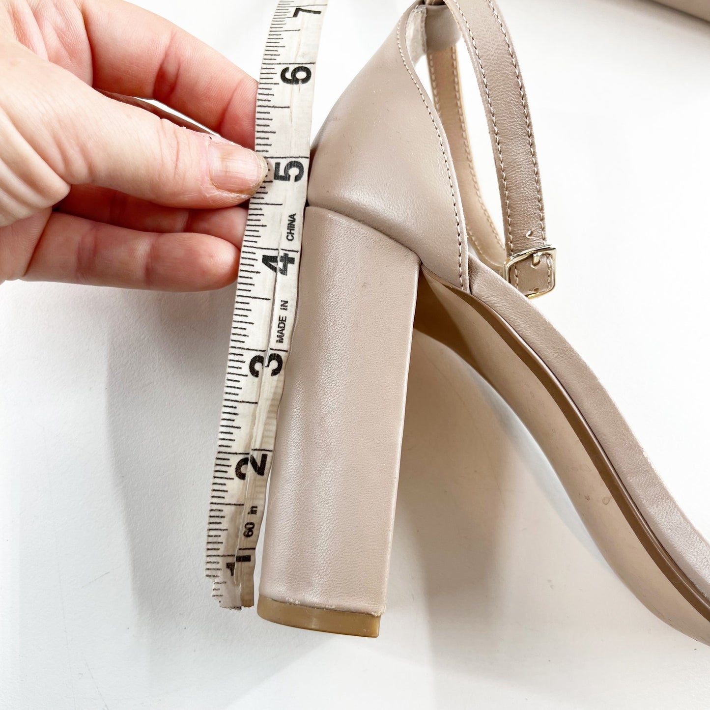 Steve Madden Carrson Ankle Strap Suede Block High Heel Pumps Sandals Blush 7.5