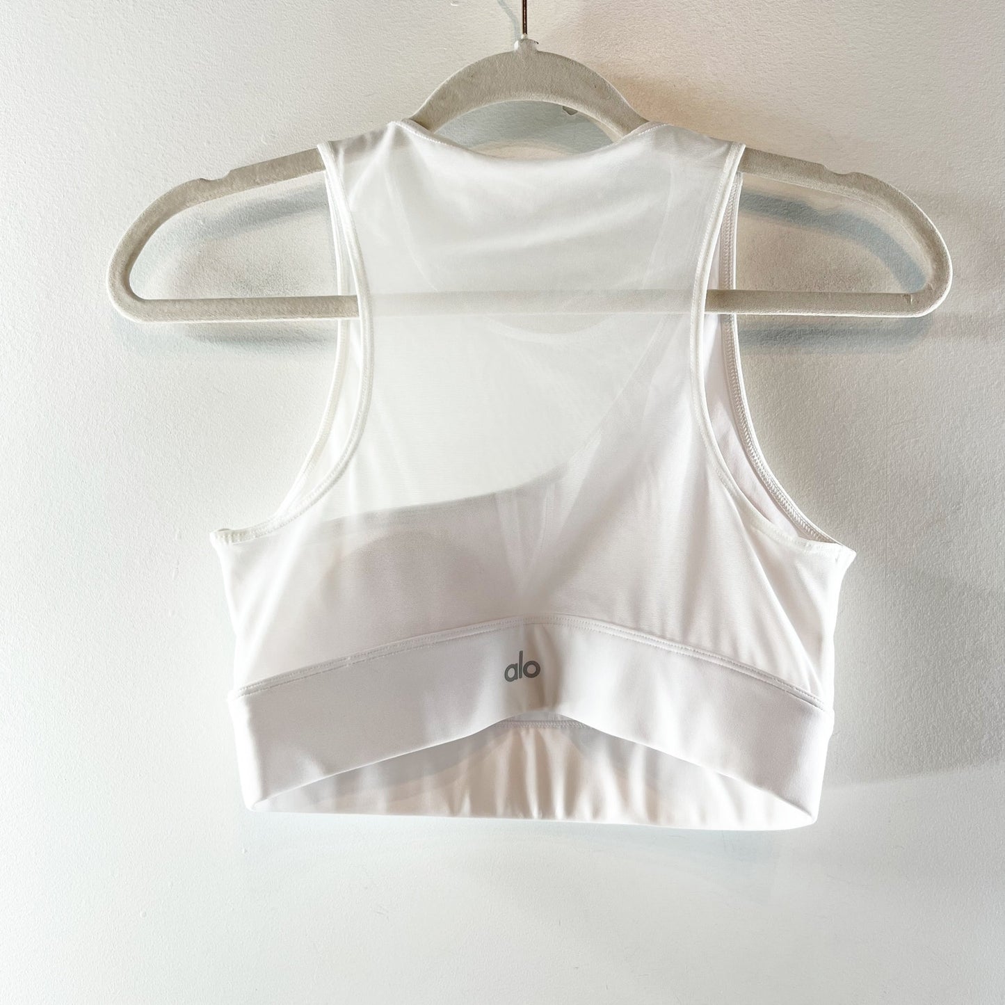 Alo Mesh Airlift Coastline Sports Bra White Small