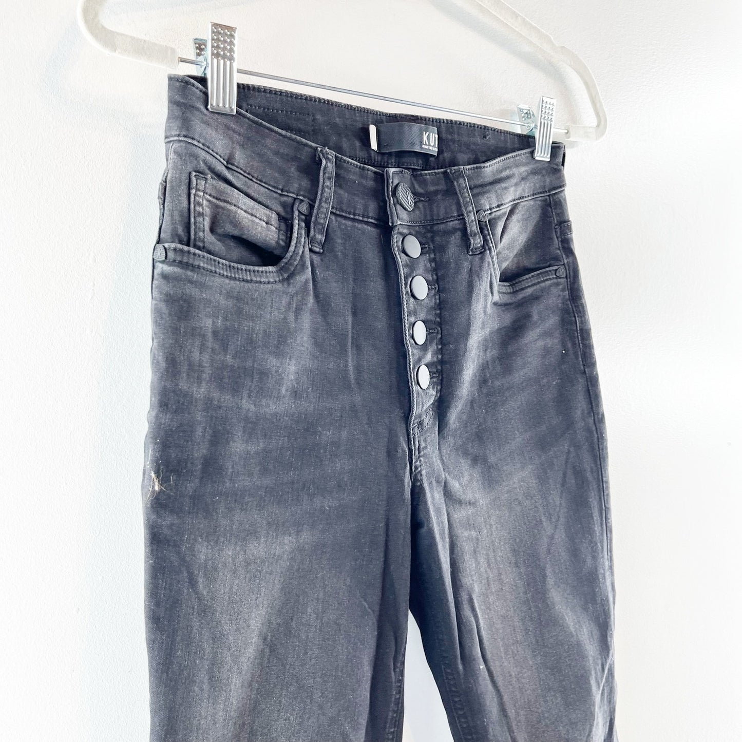 Kut from the Kloth Fab Ab Rachel High Rise Button Fly Mom Jeans Black 0