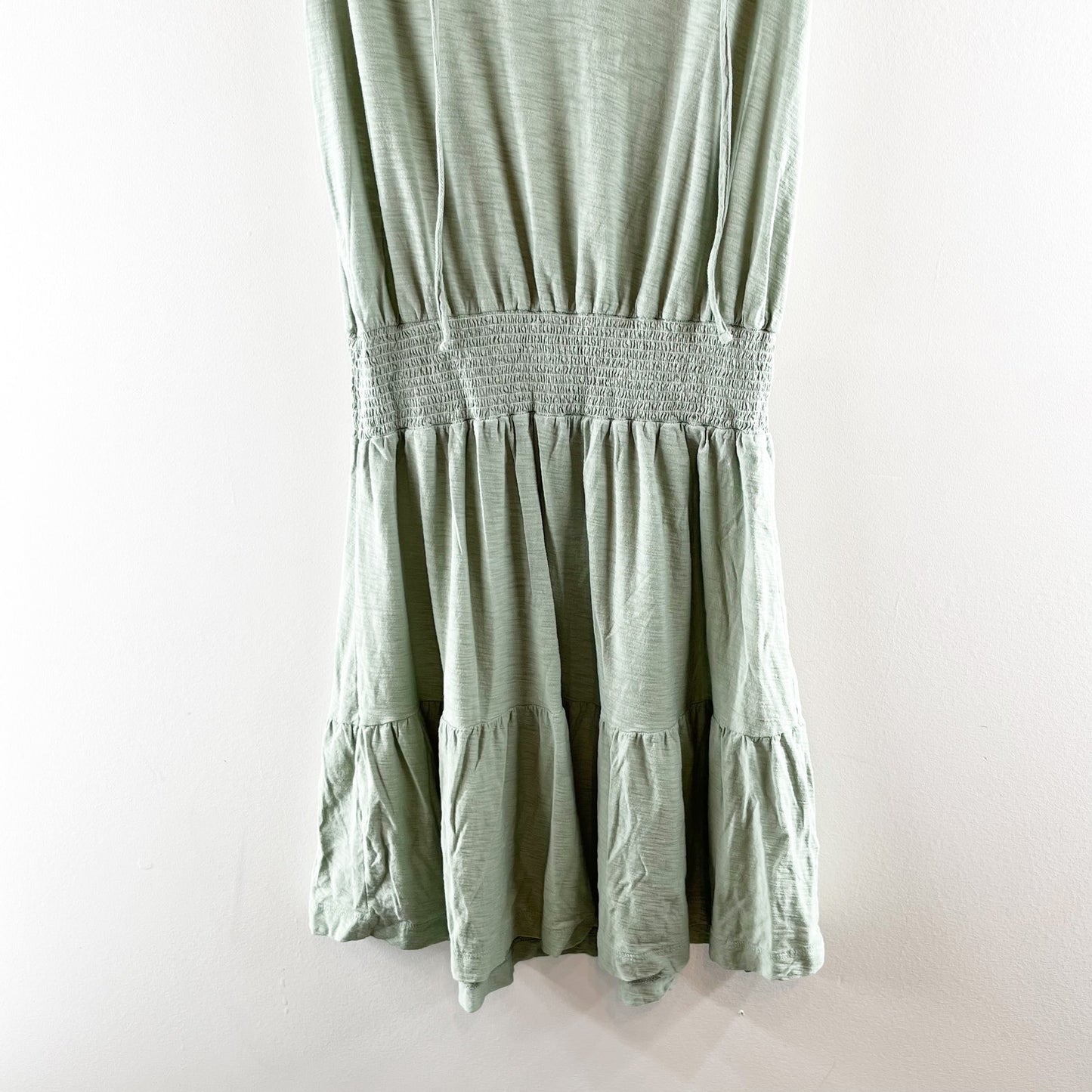 Nation LTD Lael Easy Smocked Ruffle Neck Sleeveless Peasant Mini Dress Green M