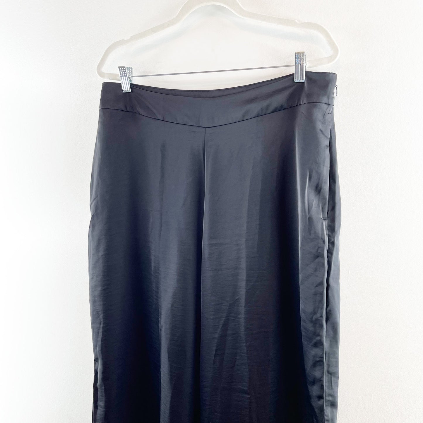 Old Navy High Rise Super Wide Leg Satin Trouser Dress Pants Black 14