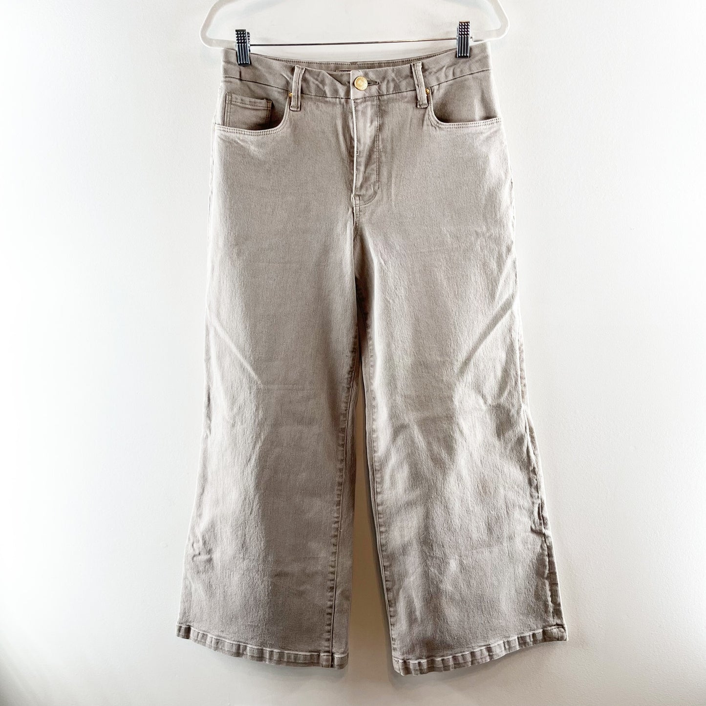 Kut From The Kloth High Rise Meg Wide Leg Fab Ab Jeans Coffee Cream Gray 8