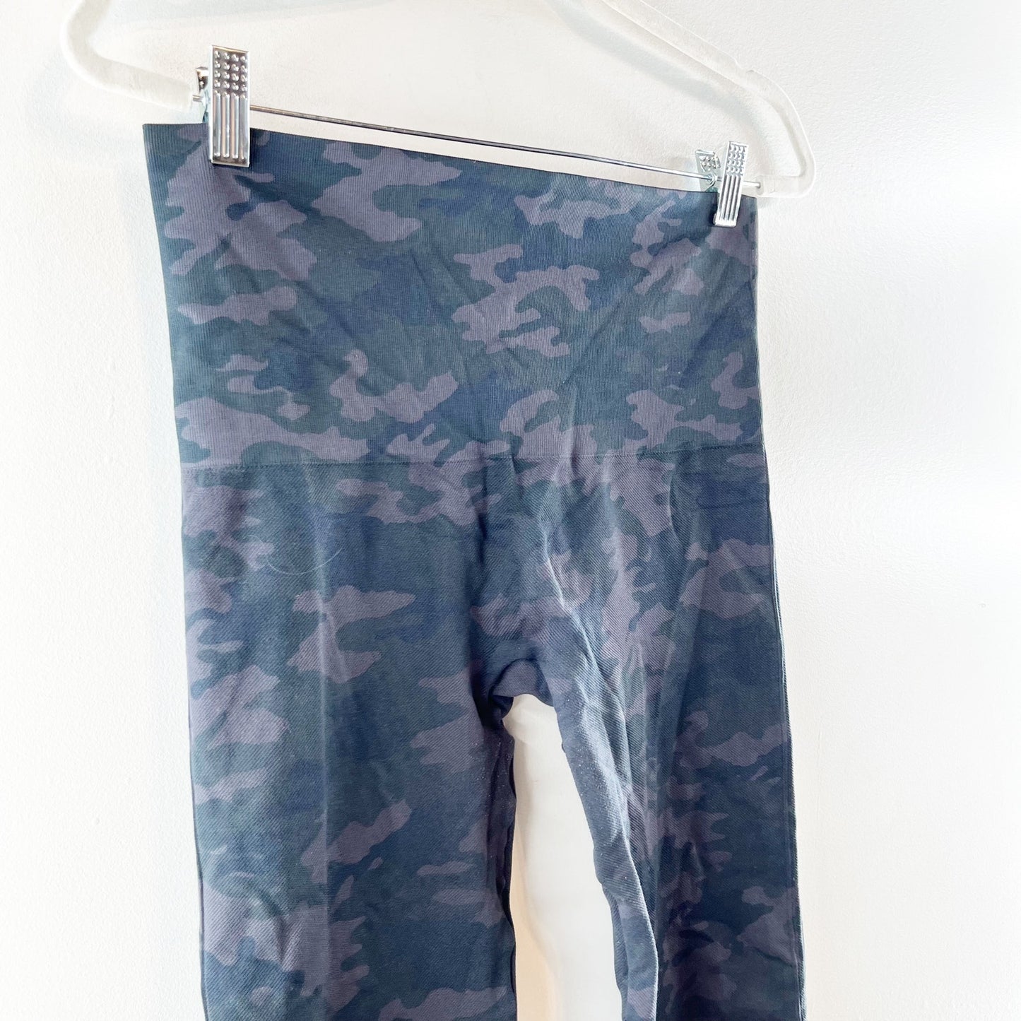 Spanx High Rise Compression Seamless Full Length Camo Leggings Blue Gray XL