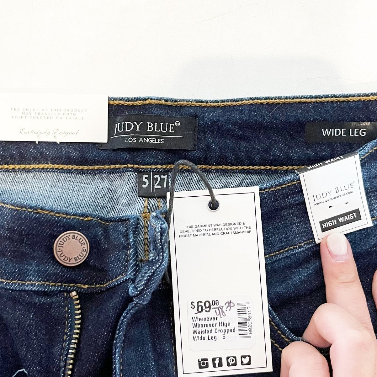 Judy Blue High Waist Wherever Whenever Wide Leg Cropped Jeans Blue 27 / 4