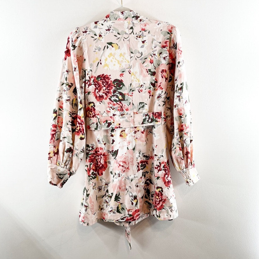 Mare Mare Anthropologie Cotton Twill Floral Mini Shirt Dress Light Pink Small