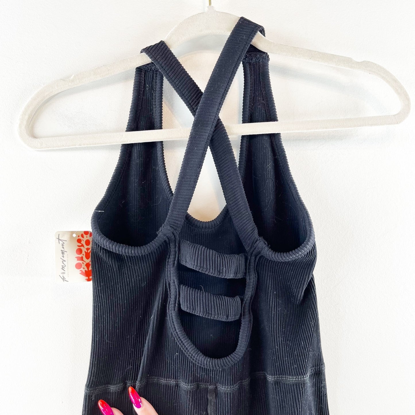 Free People Movement Free Throw Ribbed Onsie Jumpsuit Black Small