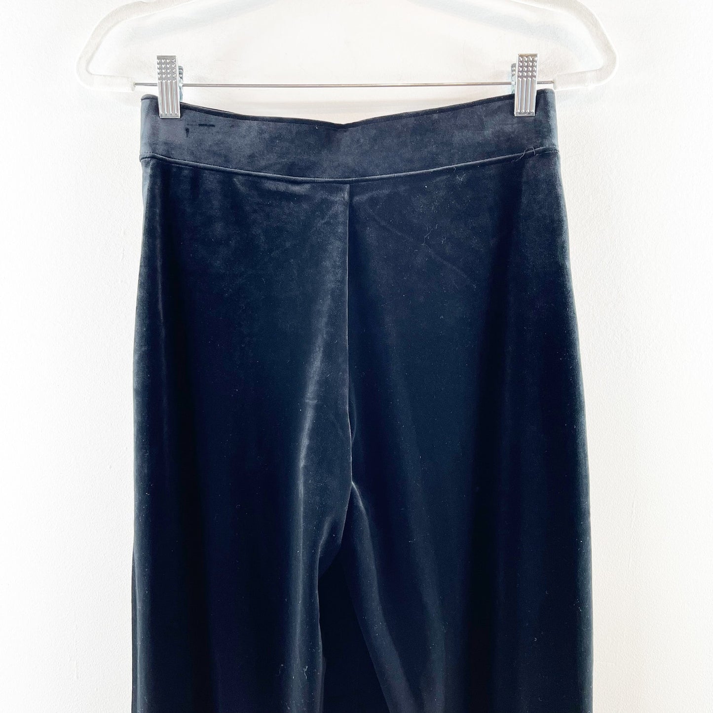 SPANX Velvet High Rise Wide Leg Split Hem Velvet Pants Black Medium