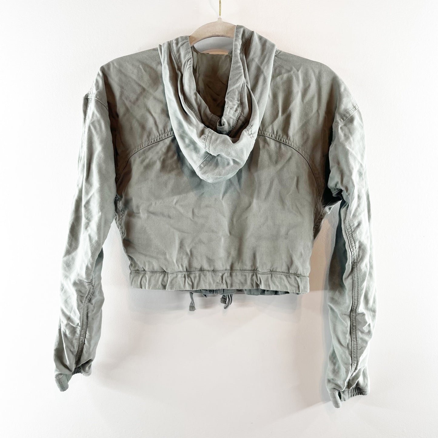 Abercrombie Utility Hooded Cropped Full Zip Jacket Green XXS