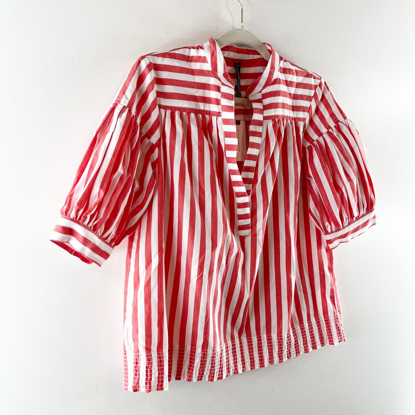 Anthropologie The Darcey Popover Poplin Cotton Swing Top Blouse Red XS