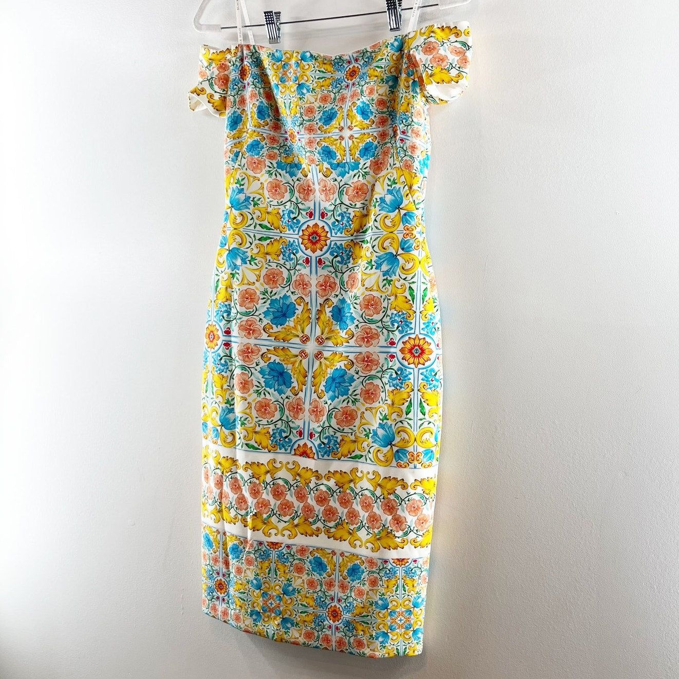 Black Halo Bethel Floral Off-the-Shoulder Knee-Length Sheath Dress Yellow 2