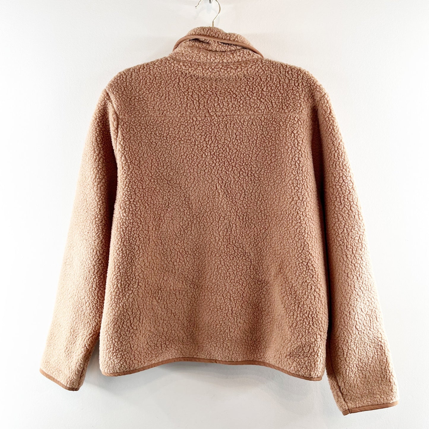 J. Crew Long Sleeve Polartec Fleece Snap-Front Winter Teddy Jacket Brown Large