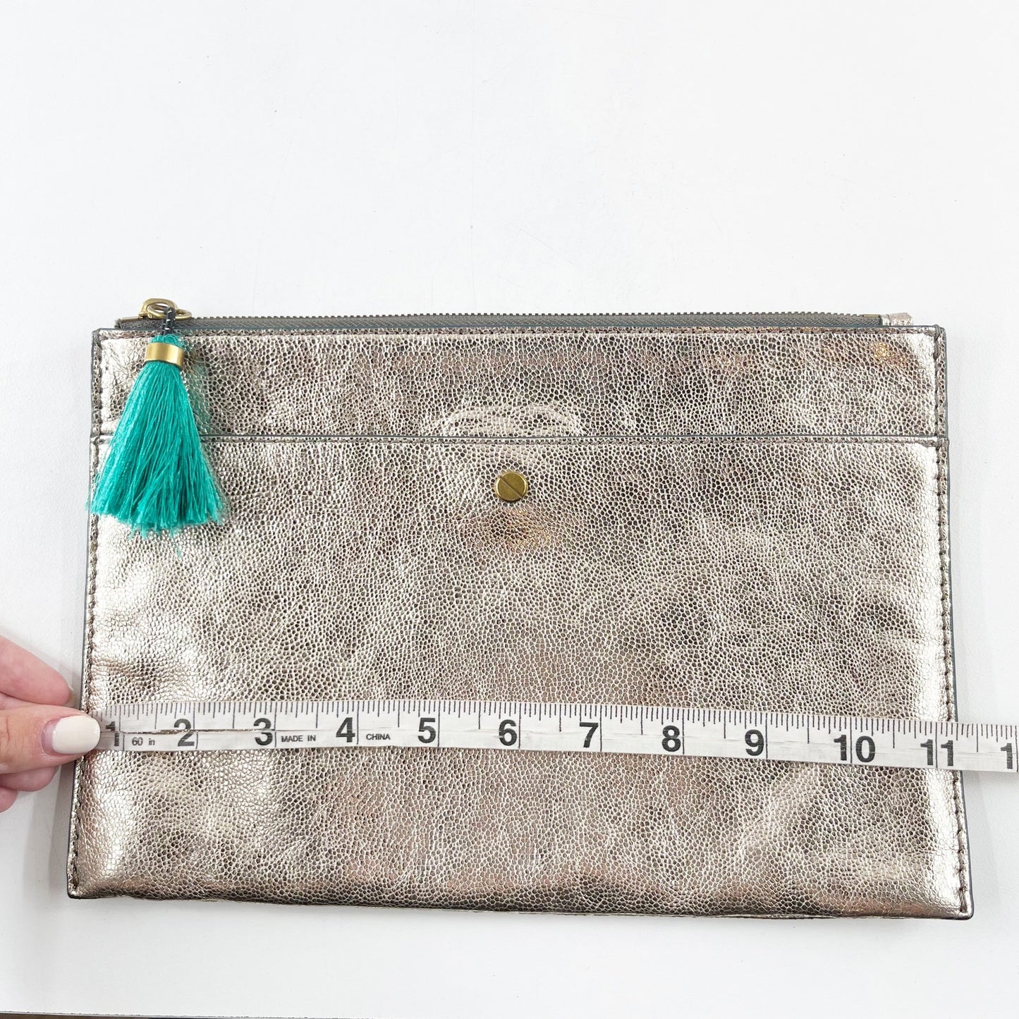 J. Crew Large Pouch Wallet in Italian Metallic Leather Gold