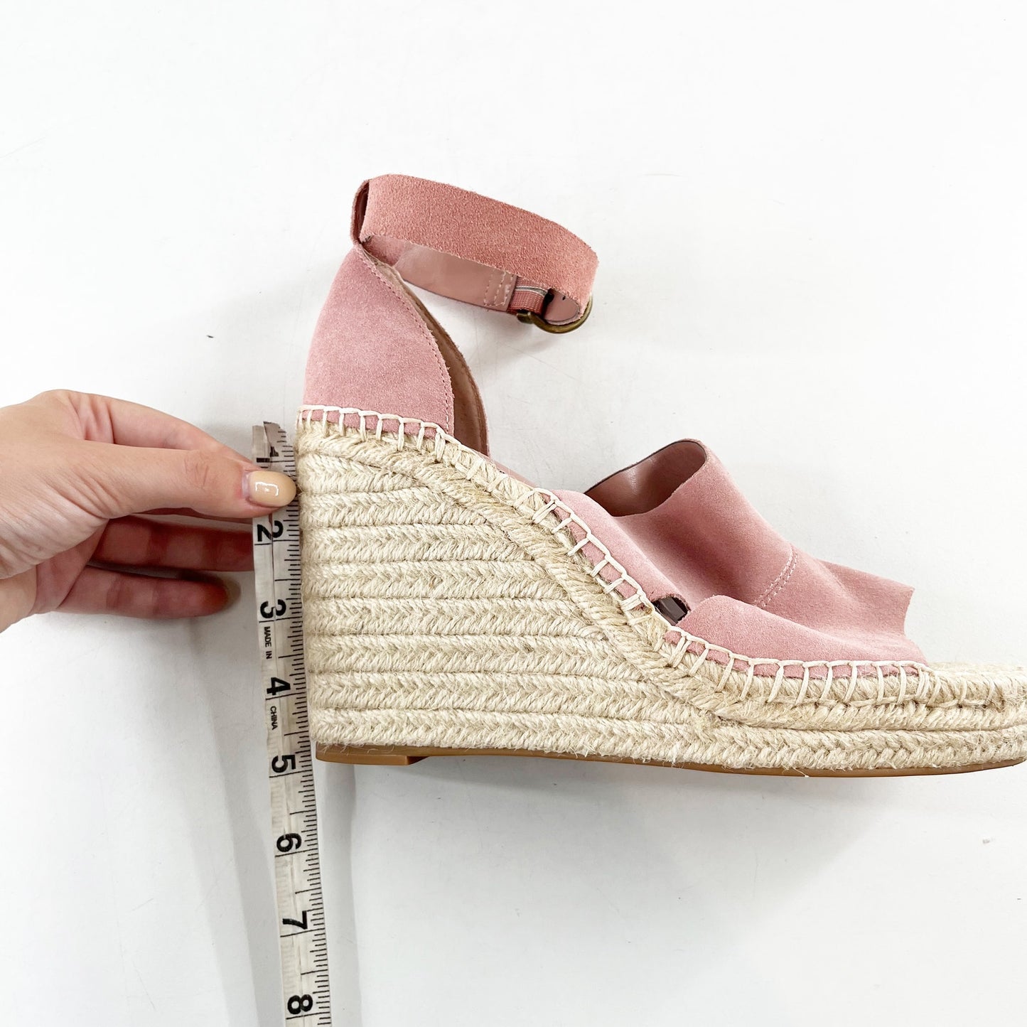 Treasure & Bond Sannibel Espadrille Wedge Sandals Suede Leather Pink 8
