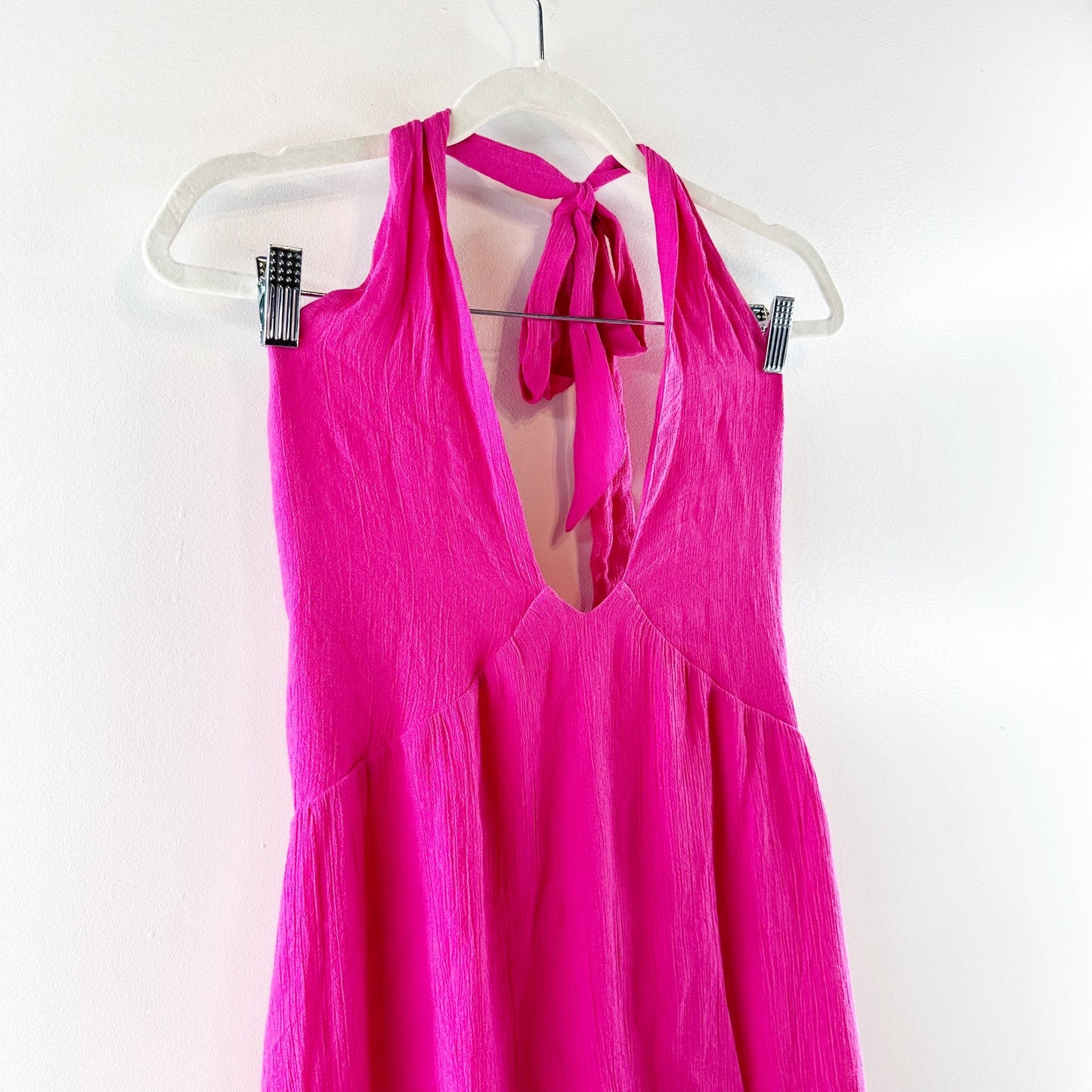 Pink Lily Cruise Through Town Halter Keyhole Mini Dress Hot Pink Large