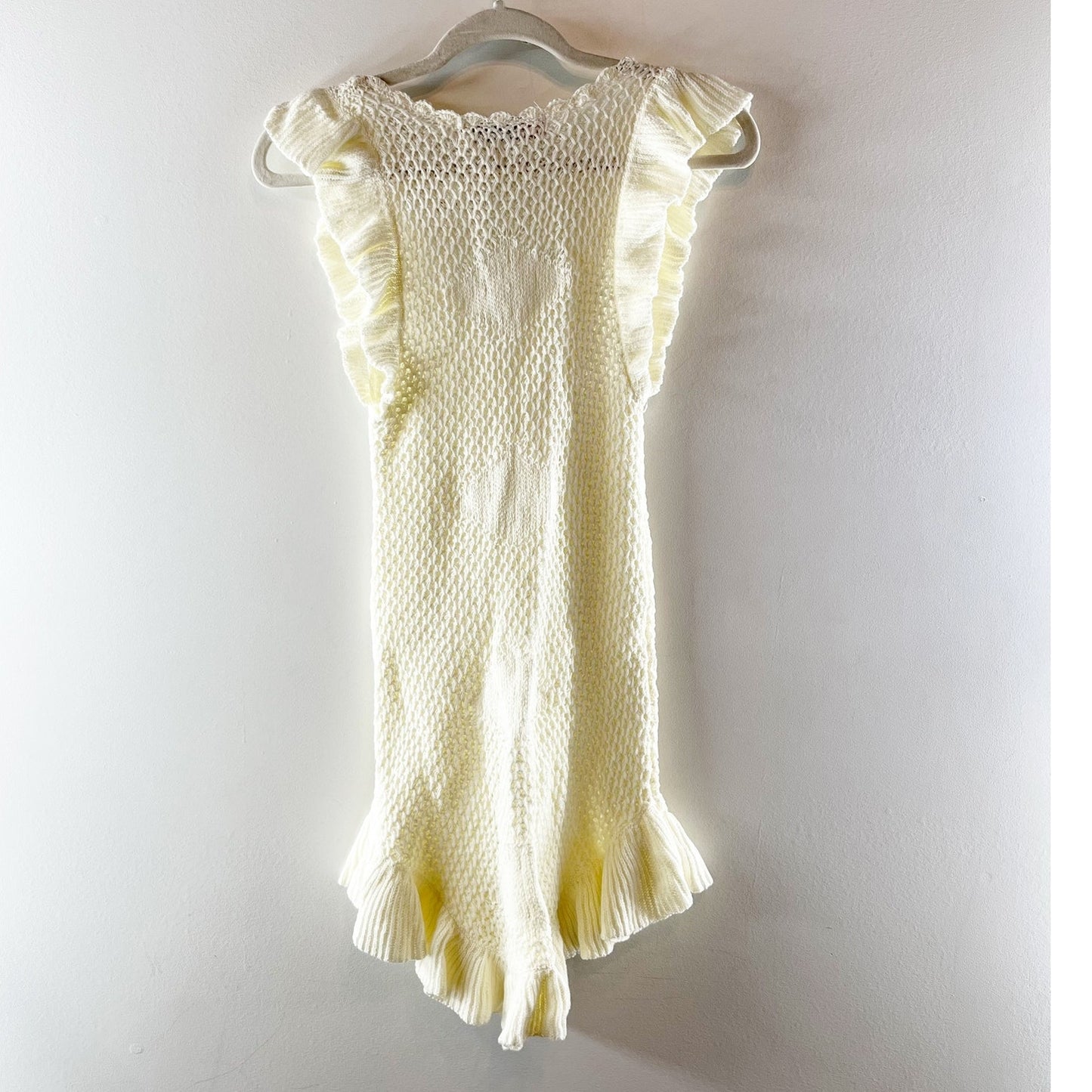 Free People Beach Mykonos Moon Glow Crochet Knit Mini Dress Cream Ivory XS