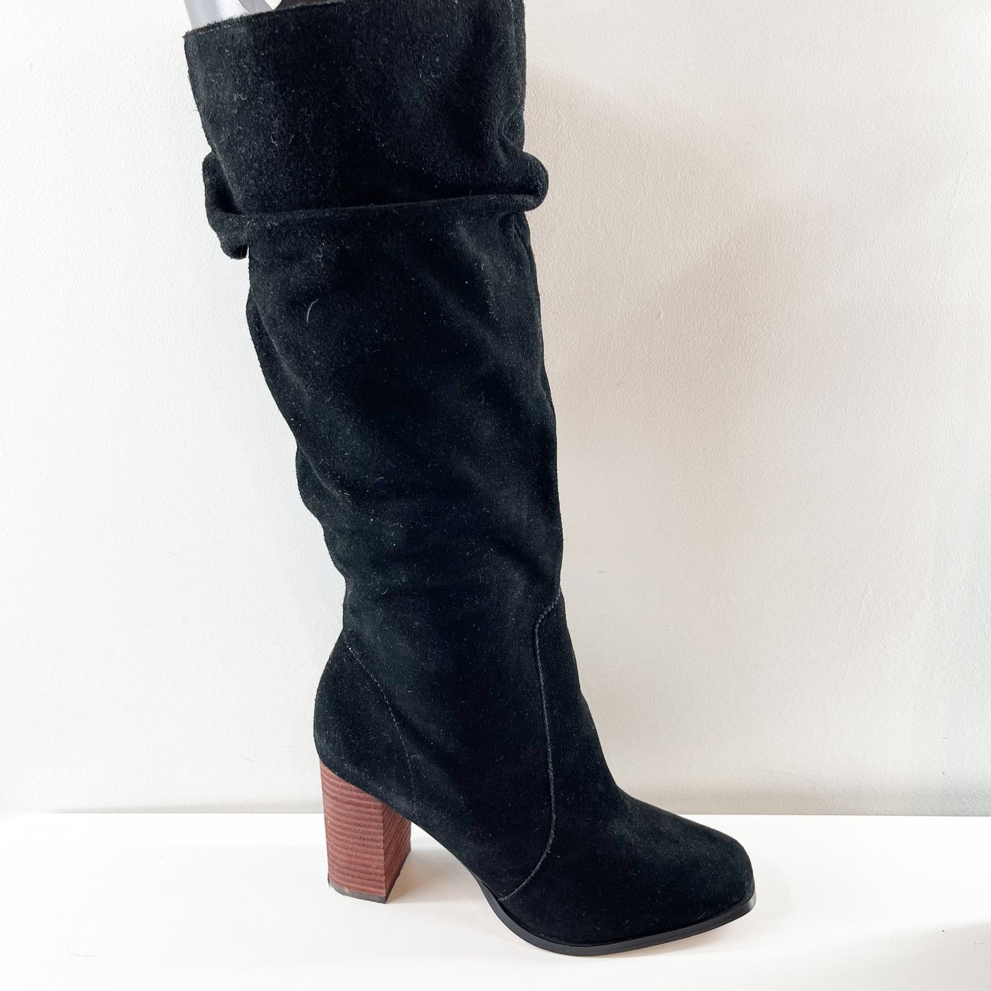 Splendid Gladis Scrunch Knee High Slouch Square Toe Suede Boots Black 8