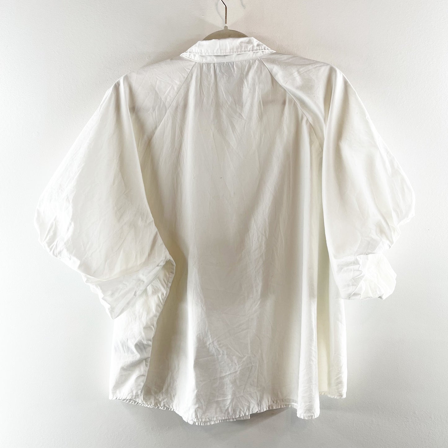 GAP Organic Cotton Short Puff Sleeve Button Down Shirt Top White XXL