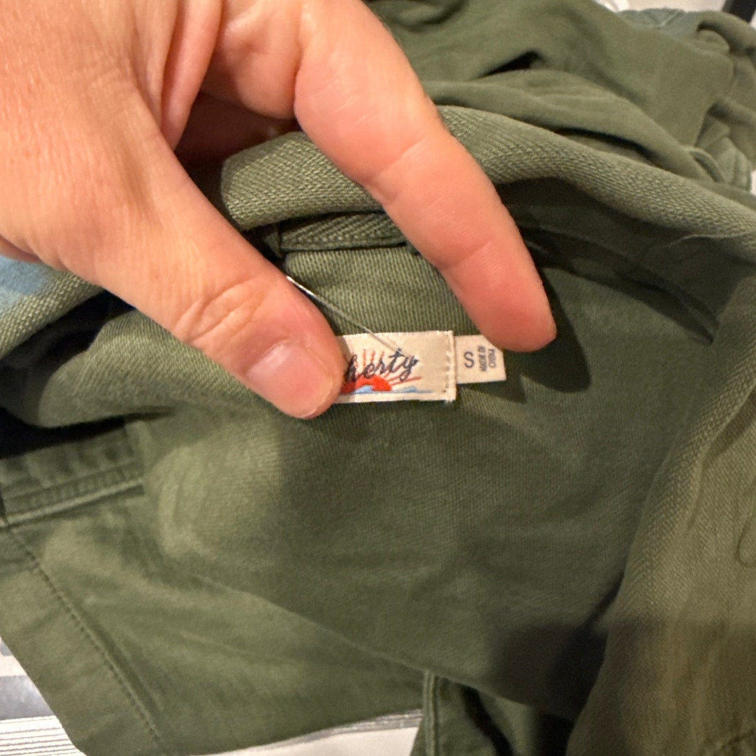 NEED SIZE Faherty Cotton Blend Long Sleeve Button-Up Utility Shirt Jacket Green