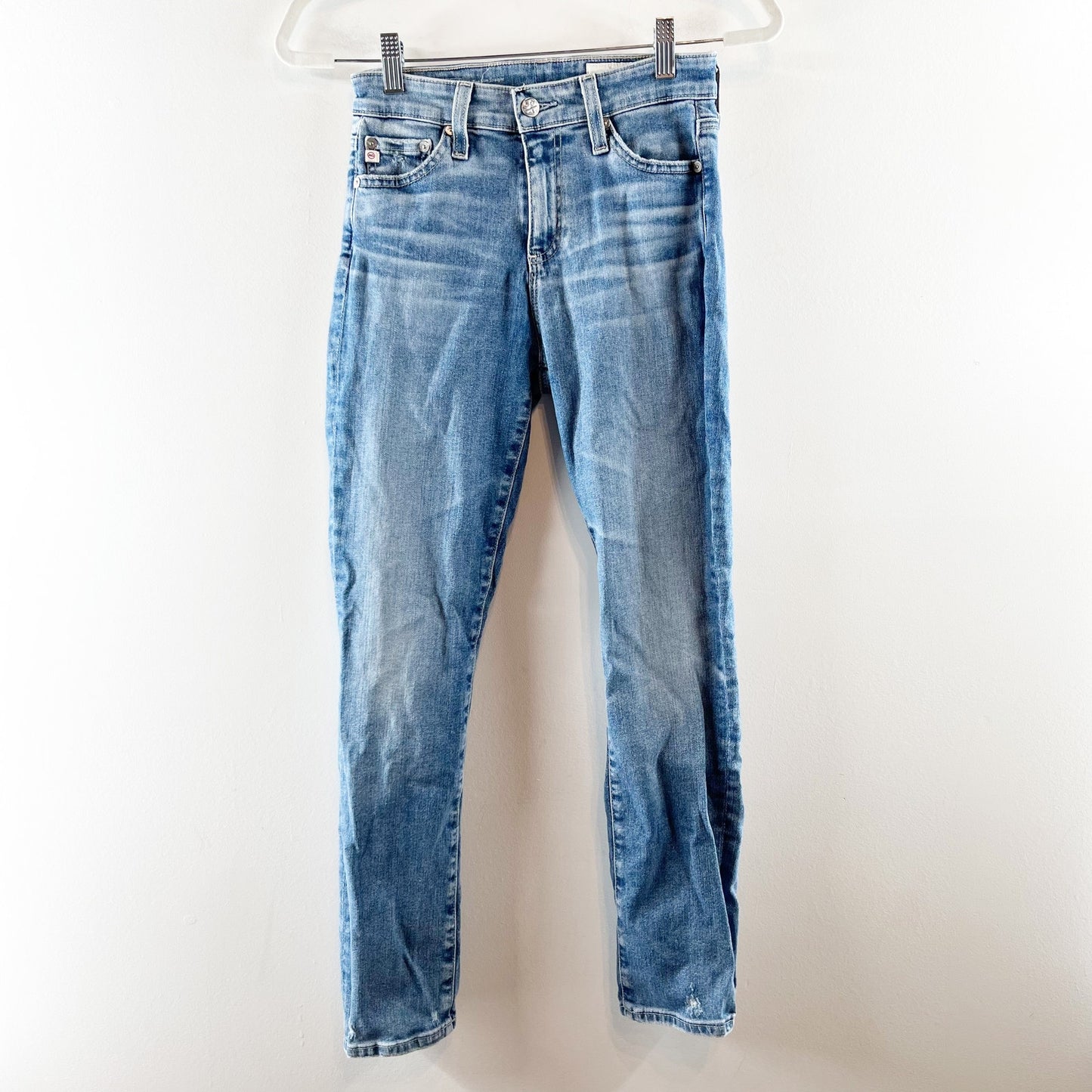 AG Adriano Goldschmied Mari Crop High Rise Slim Straight Leg Jeans Blue 25