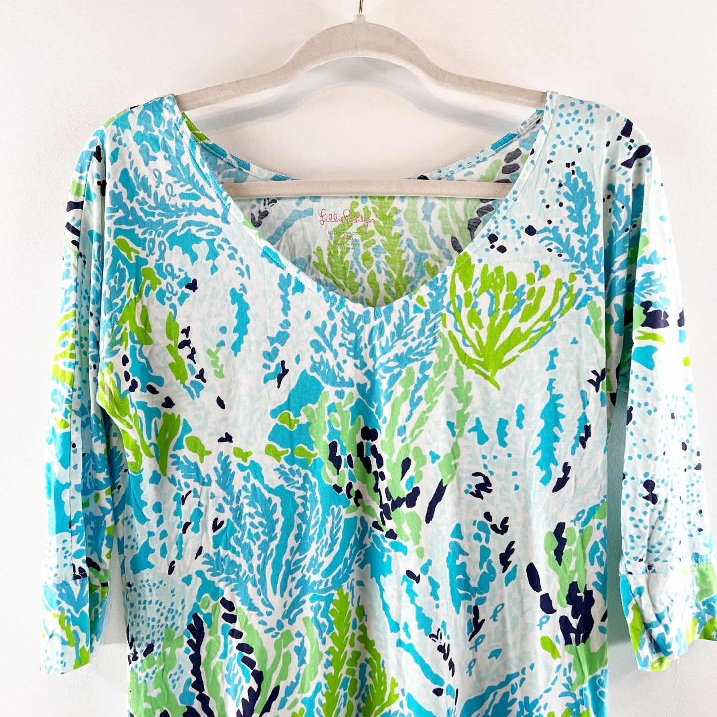 Lilly Pulitzer Pima Cotton Eliza Mini Shift Dress in Lets Cha Cha Blue Green XS