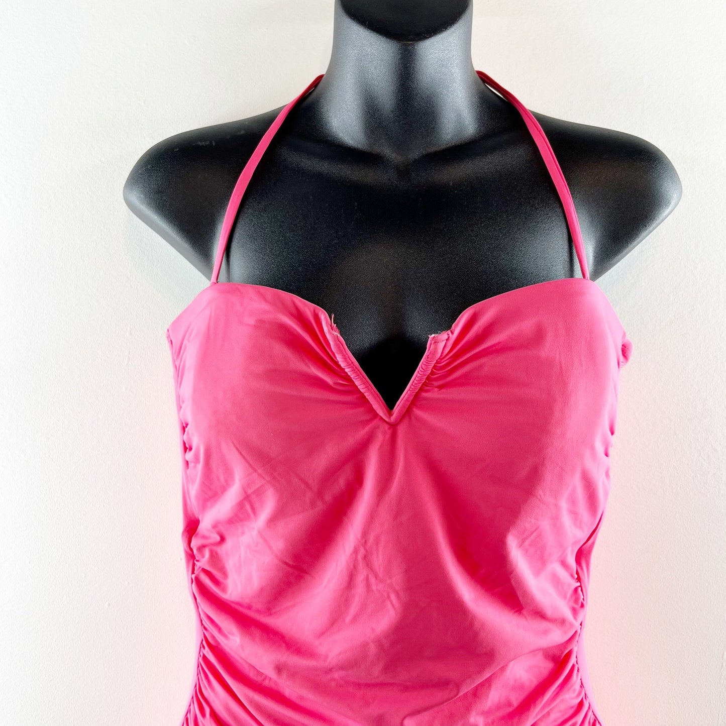 Tommy Bahama Halter Ruched V Cut One Piece Swimsuit Pink 12
