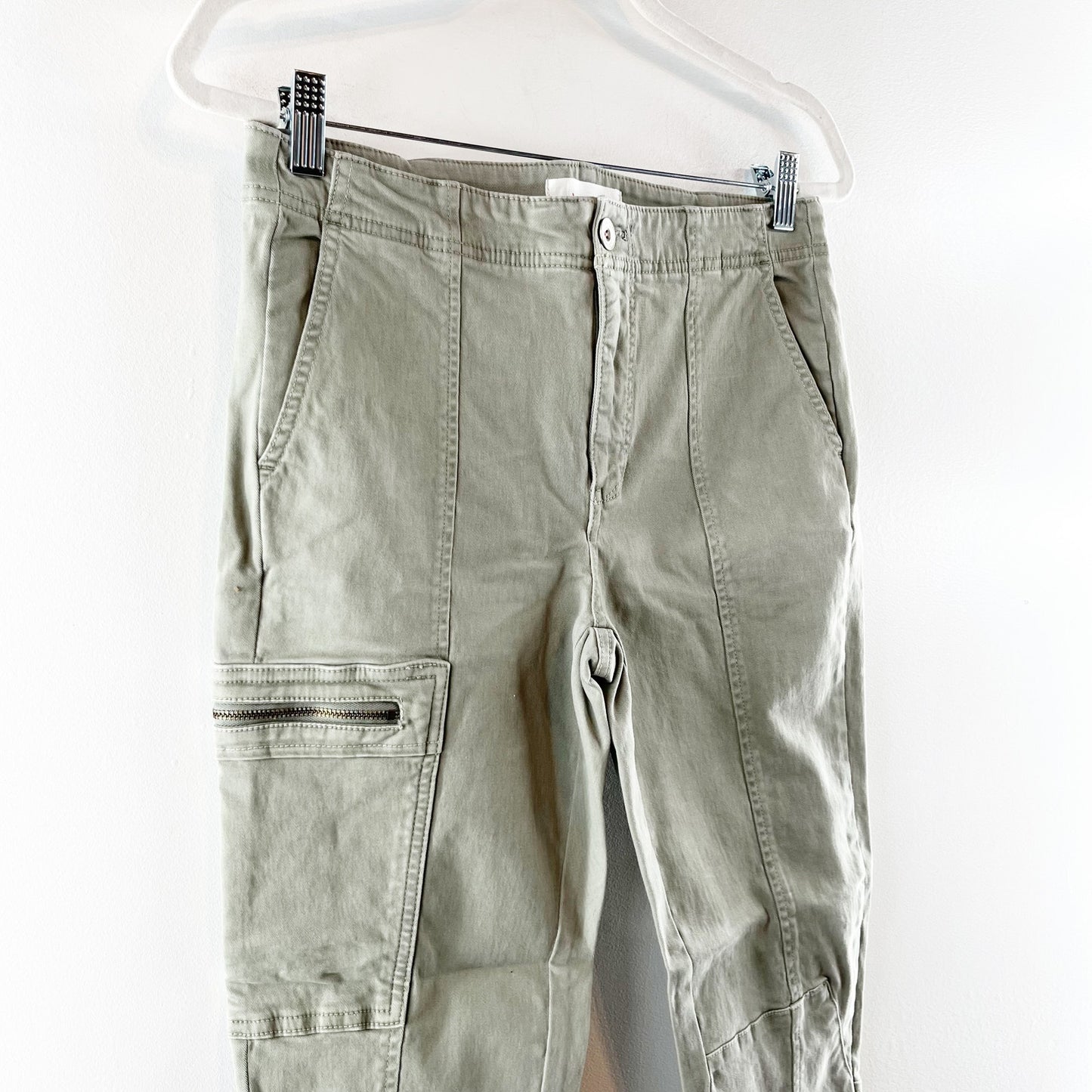 Anthropologie Slim Ankle High Rise Cargo Utility Pants Green 28