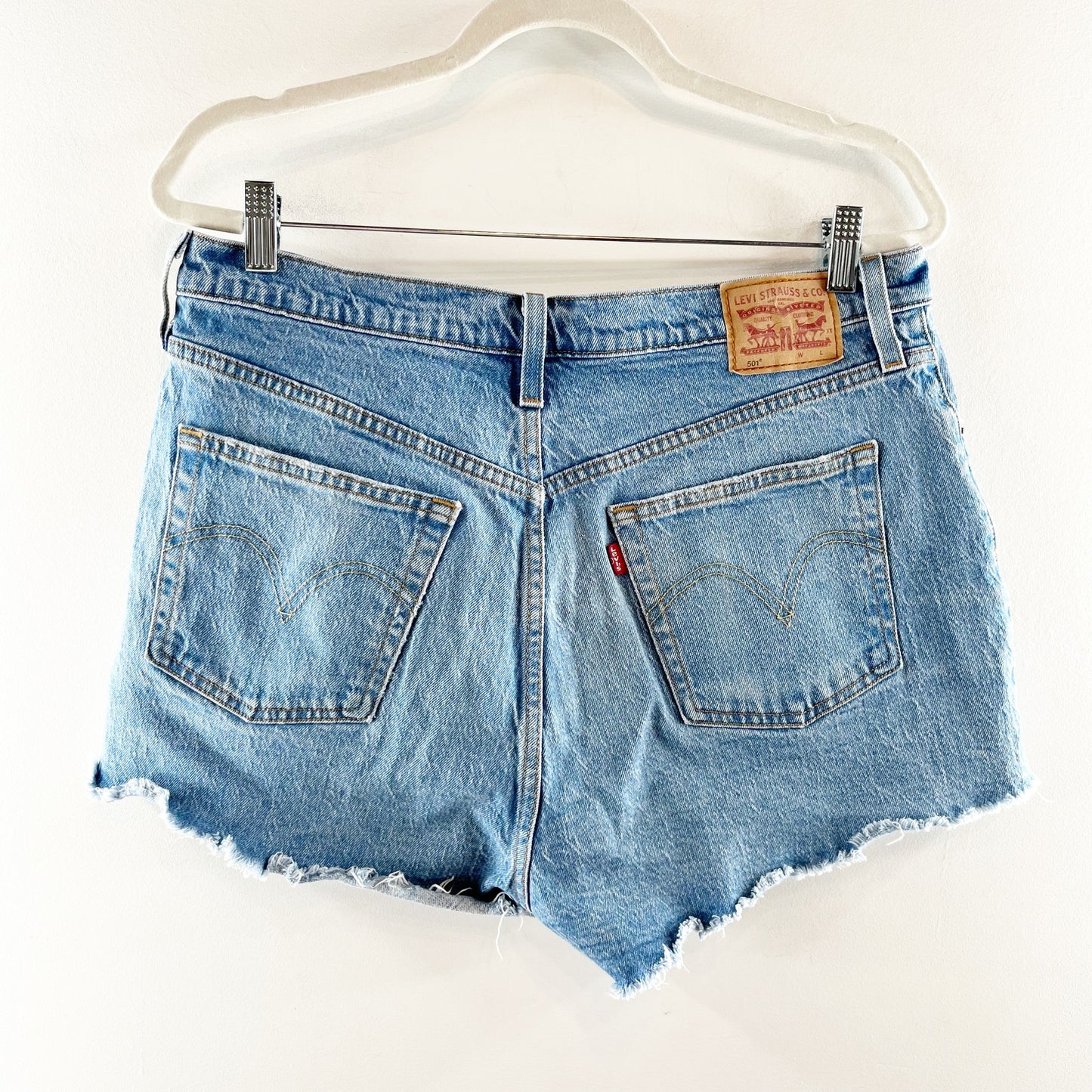 Levi's 501 Original High Rise Button Fly Cutoff Jeans Shorts Blue 16