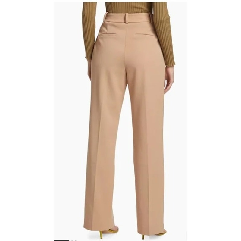 Favorite Daughter High Rise Pleated Wide Leg Trouser Pants Tan Beige 10