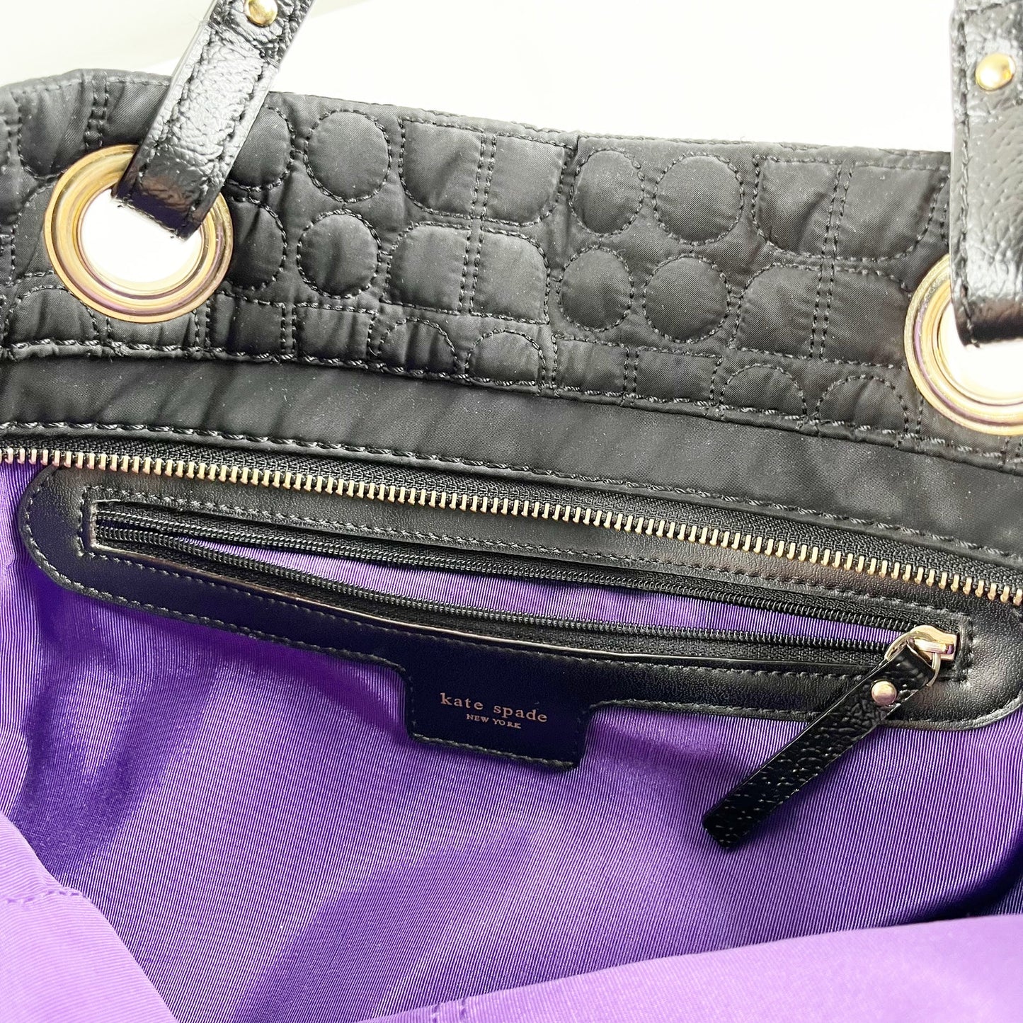 Kate Spade Quilted Leather Handle Tote Bag Purse Black