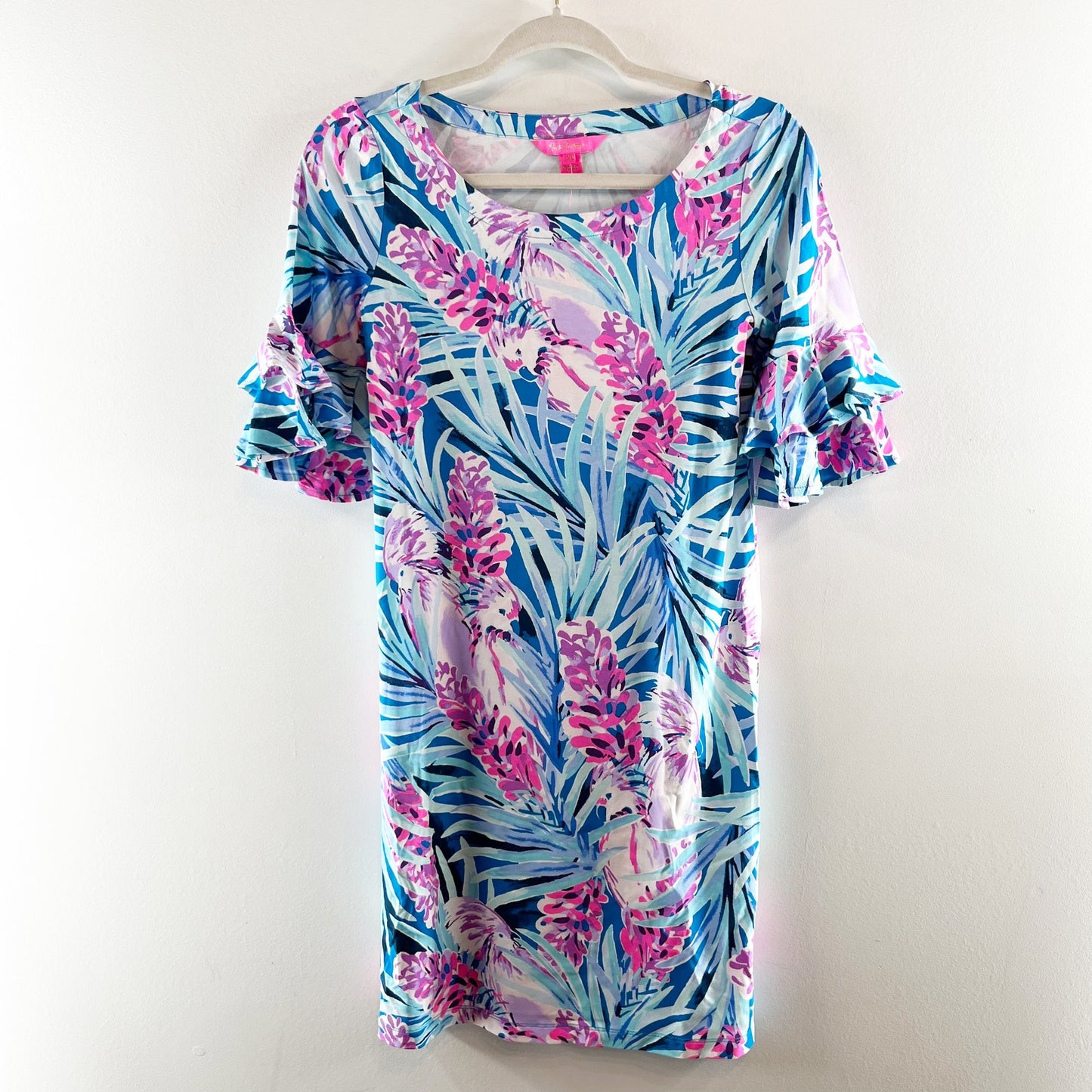 Lilly Pulitzer Short Sleeve Lula Mini Dress in Mr. Peacock Blue Pink XS