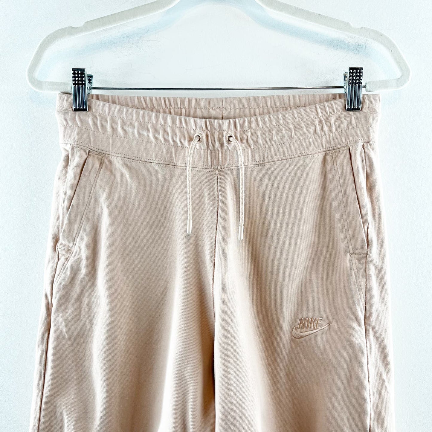 Nike Jersey Wide Leg Cropped Capri Pants Sweatpants Tan Khaki Small