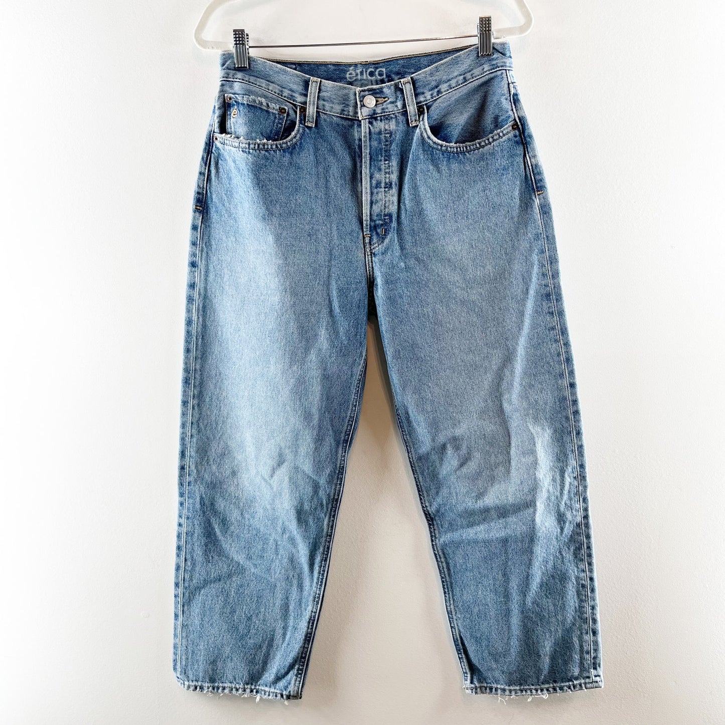 Etica Tyler Vintage High Rise Button Fly Straight Leg Jeans Blue 30