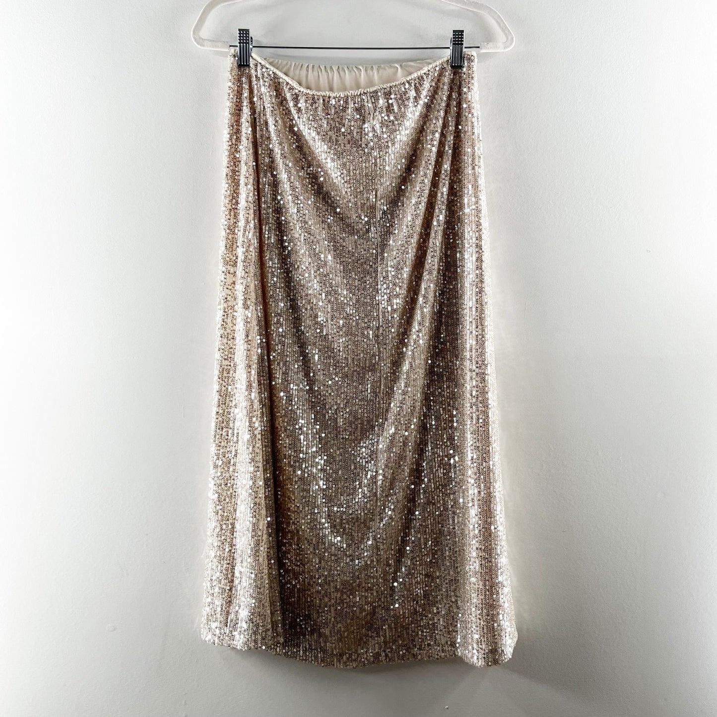 Old Navy High Waisted Sequin Lined Maxi Skirt Gold Medium Petite