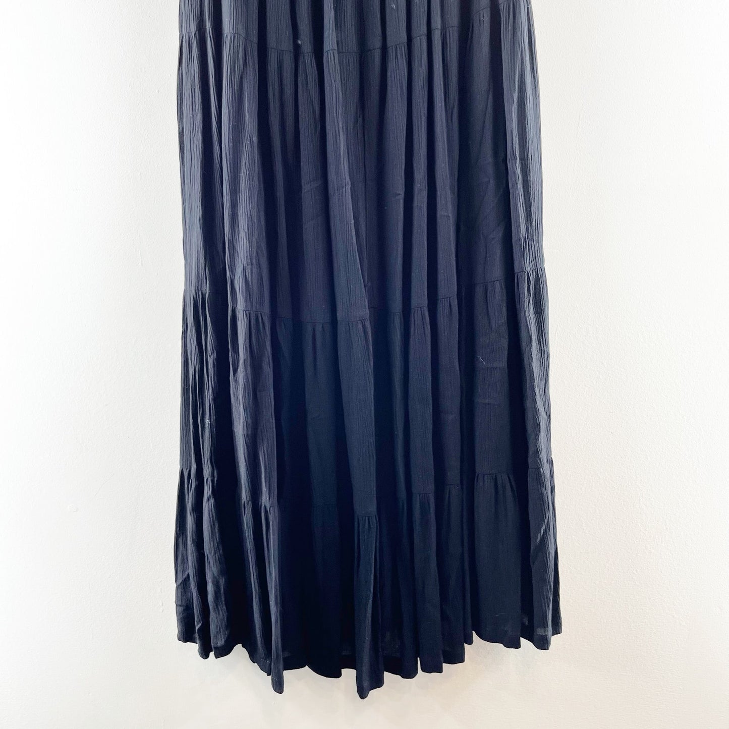 Z Supply Nikola Crinkled High Waisted Tiered Maxi Skirt Black Small