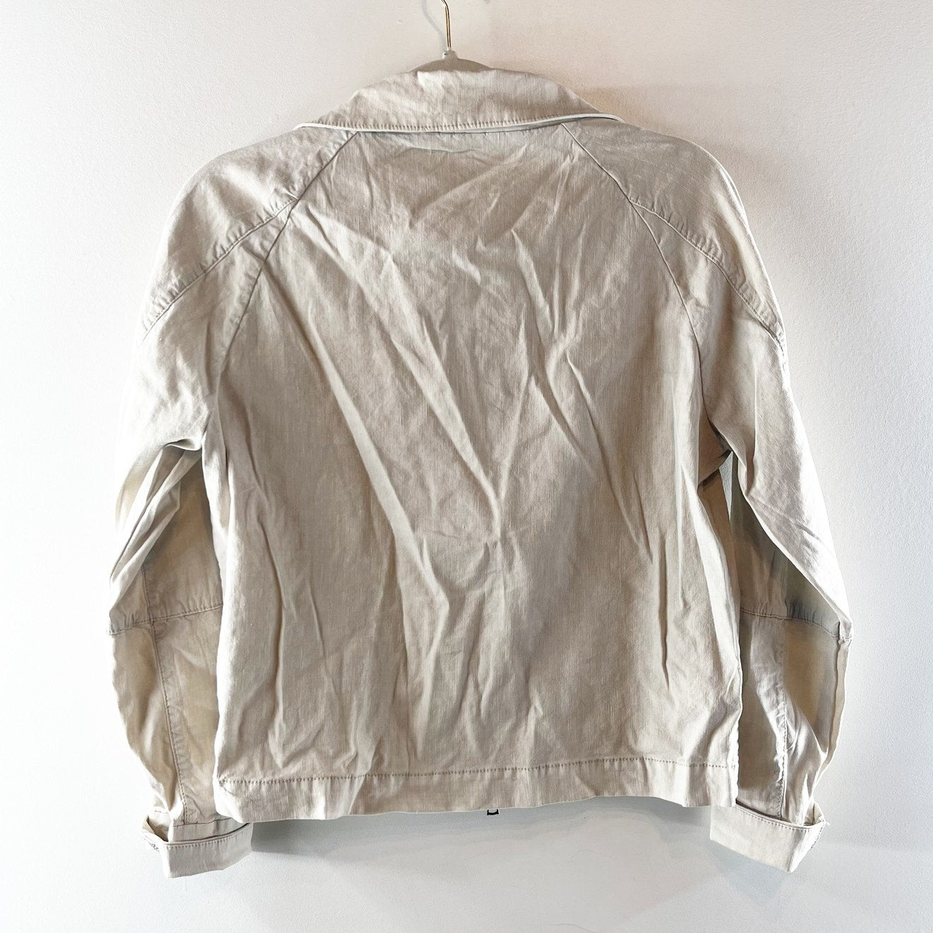 Evereve Full Zip Long Sleeve Utility Camp Jacket Cream Ivory XS